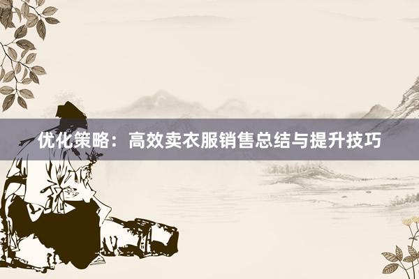 优化策略：高效卖衣服销售总结与提升技巧